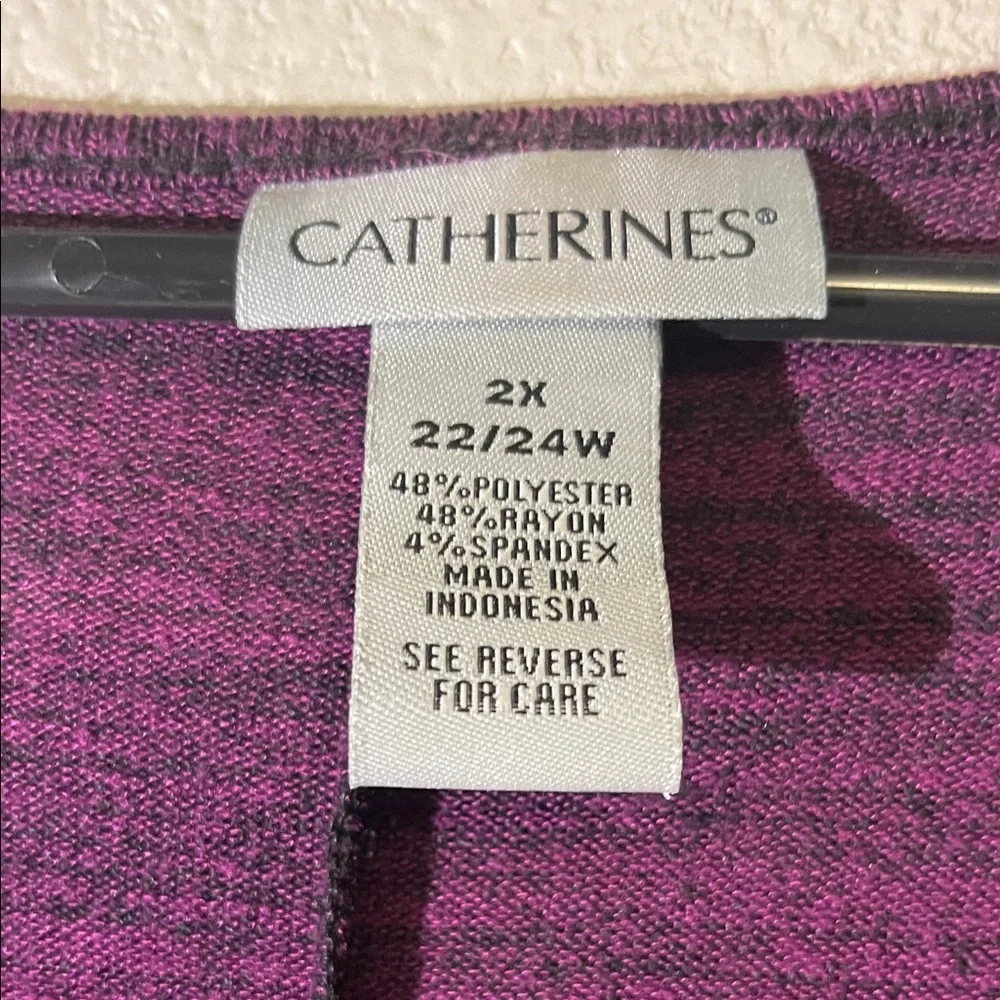 Catherines Purple Striped V-Neck Tunic - Picture 2 of 2